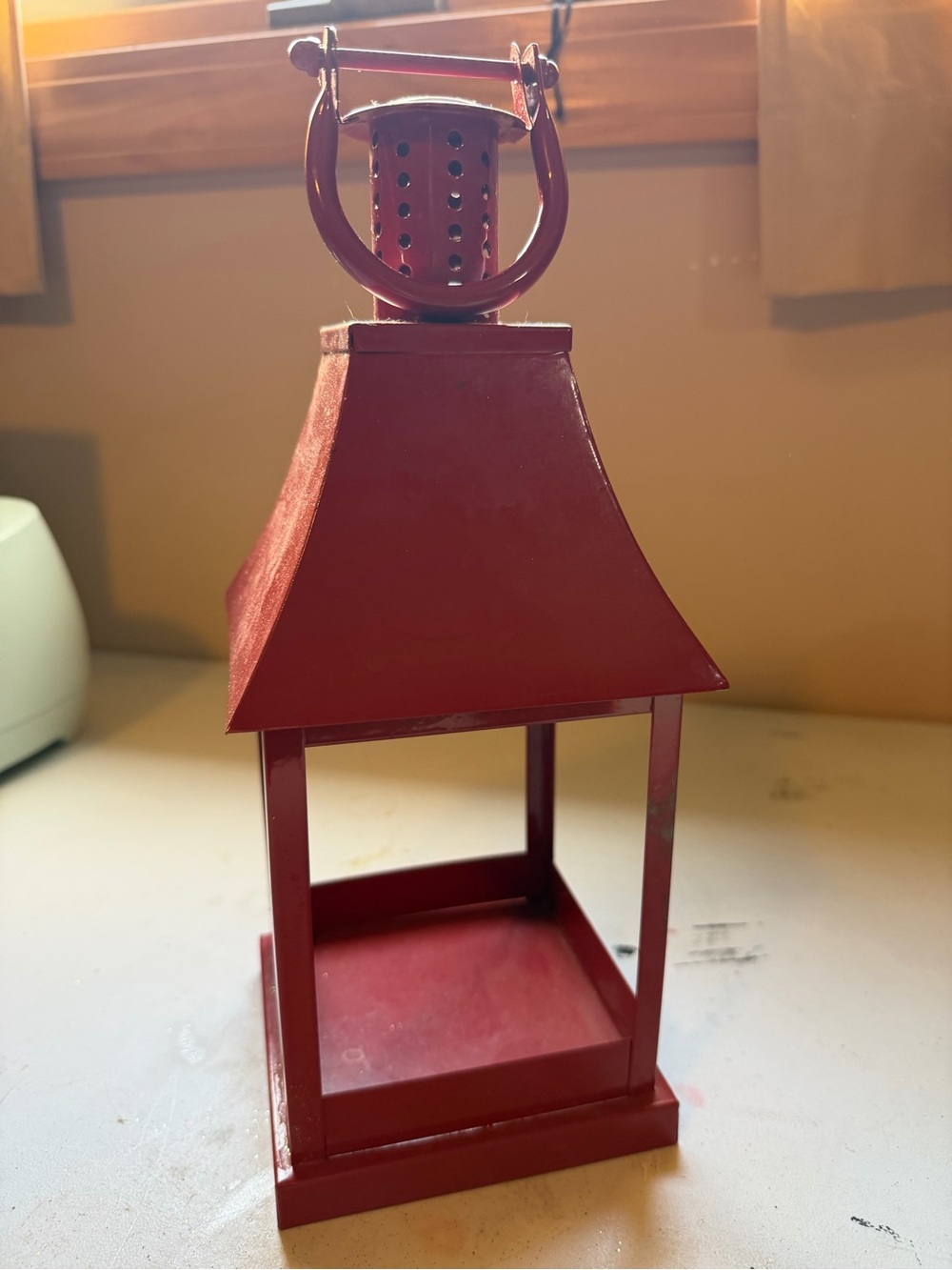 Red Decorative Metal Lantern - Home Accents